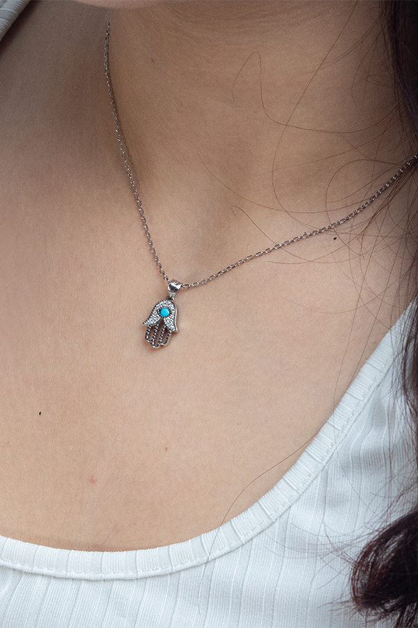 Teal Lotus Silver Neckchain