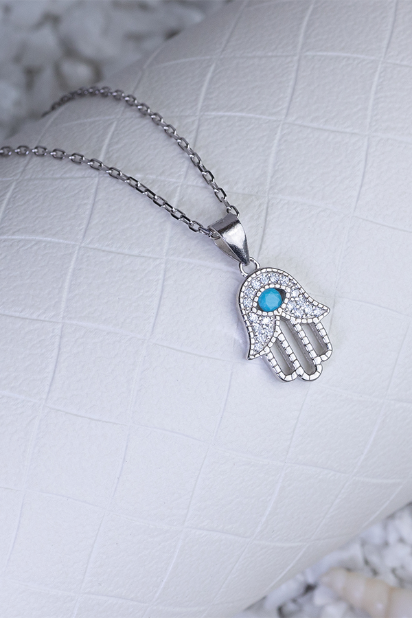 Teal Lotus Silver Neckchain