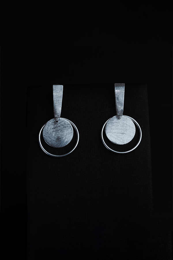 Mesh Coin Silver Earrings