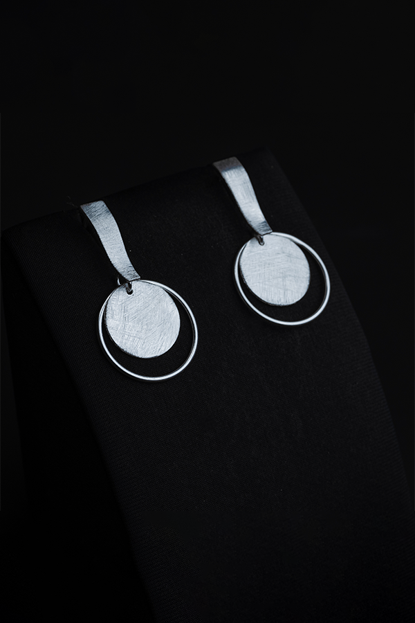 Mesh Coin Silver Earrings