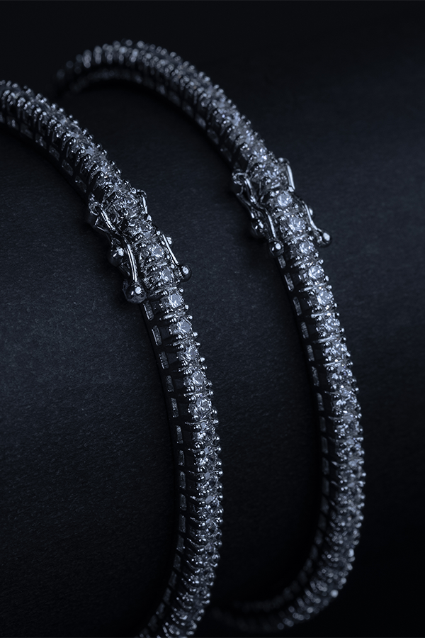 Iced Shimmer Silver Bangles