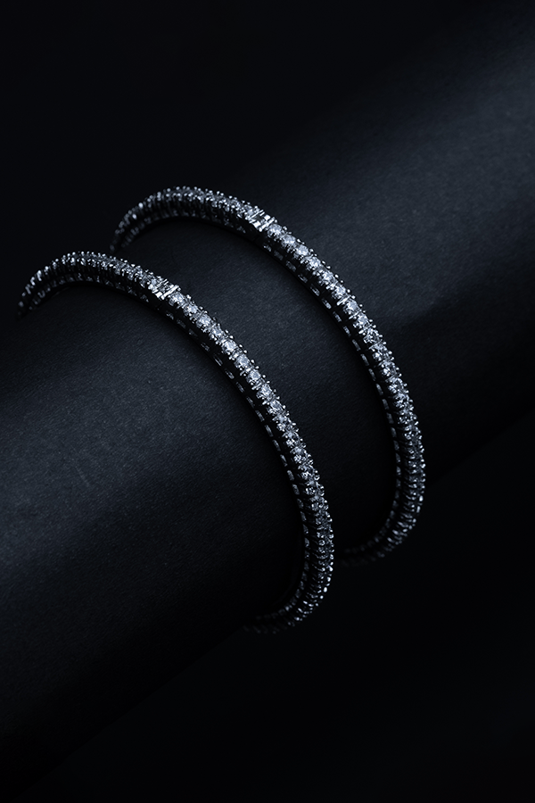 Iced Shimmer Silver Bangles