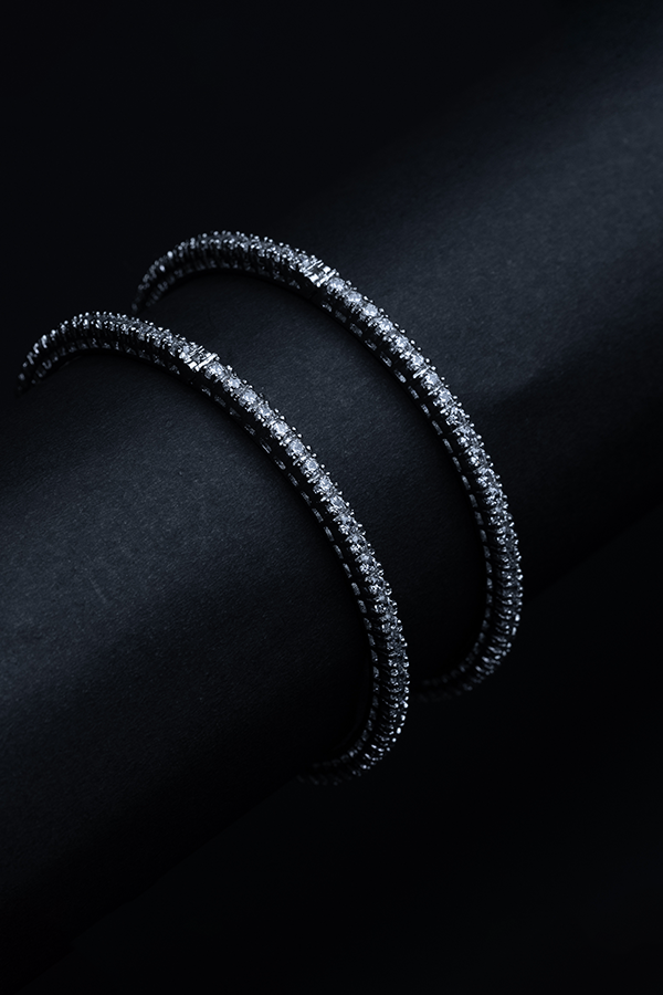 Iced Shimmer Silver Bangles