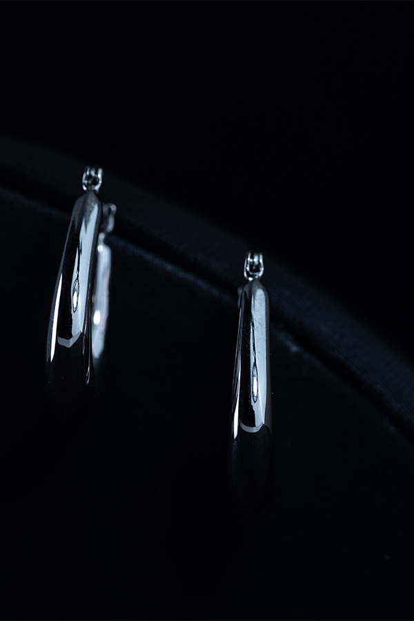 Modern Edge Silver Hoops