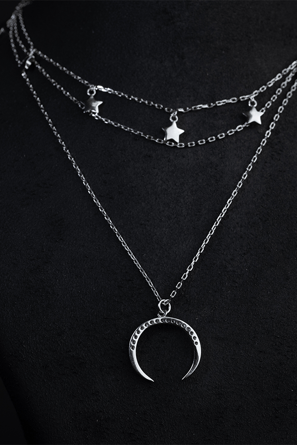 Crescent Star Silver Neckchain