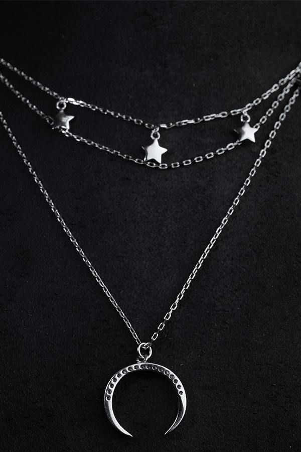 Crescent Star Silver Neckchain