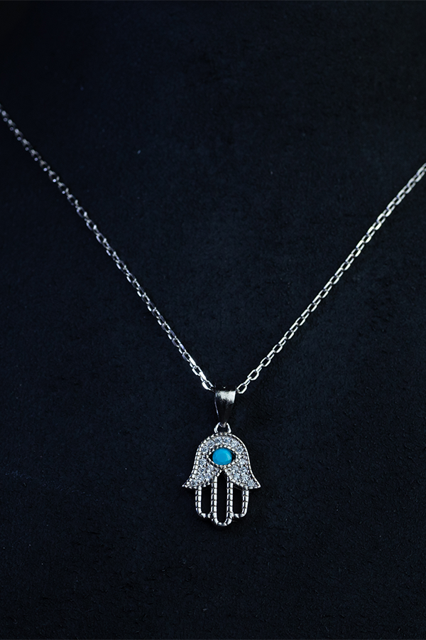 Teal Lotus Silver Neckchain