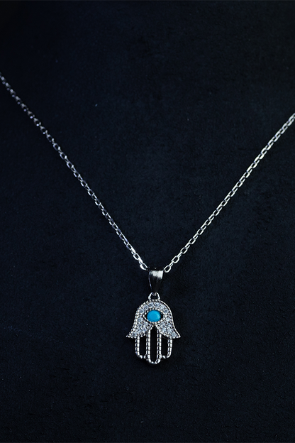 Teal Lotus Silver Neckchain