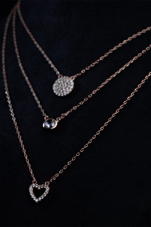 Multilayer Iced Heart Neckchain