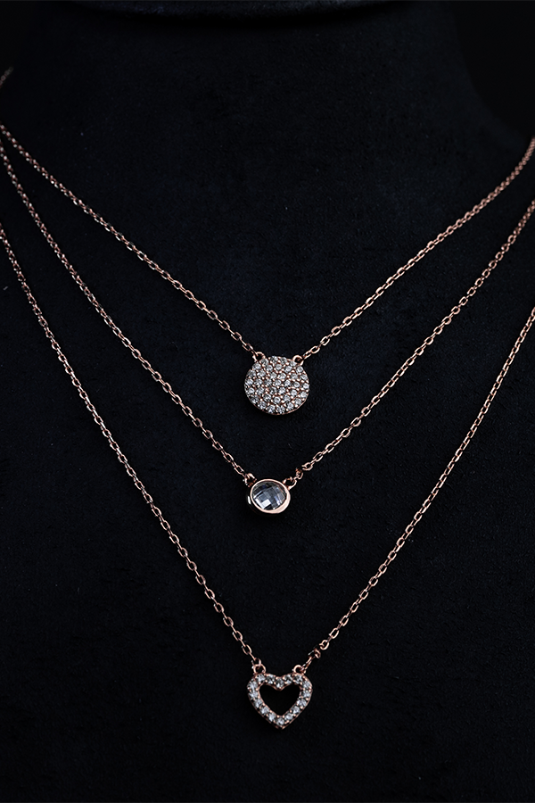 Multilayer Iced Heart Neckchain
