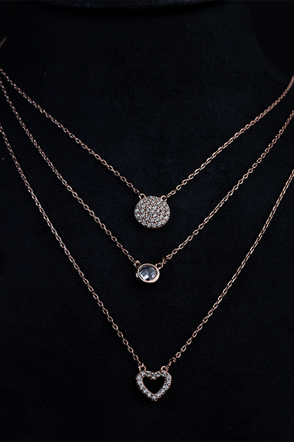 Multilayer Iced Heart Neckchain