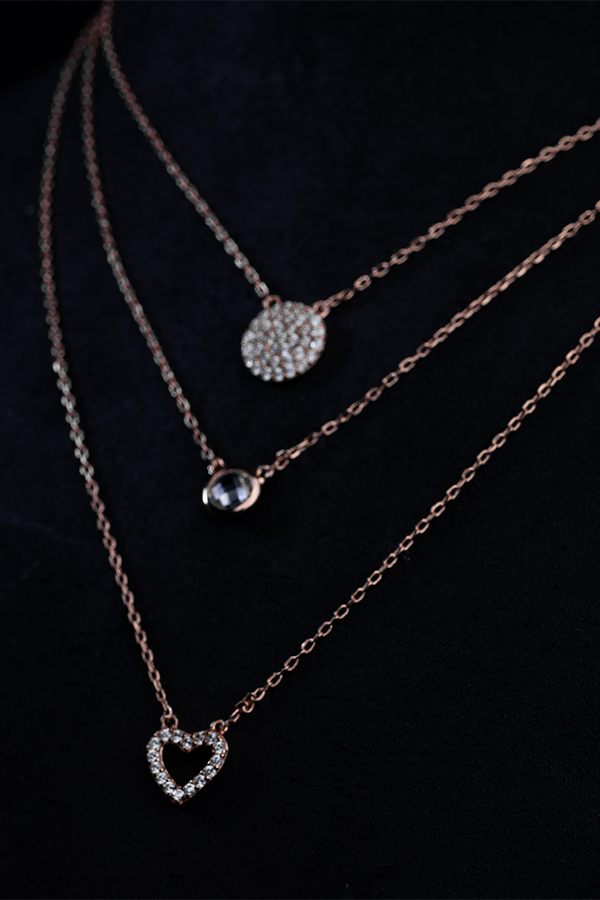 Multilayer Iced Heart Neckchain