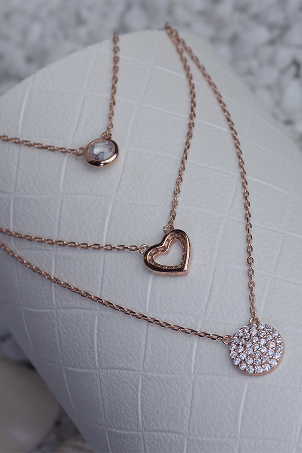 Multilayer Iced Heart Neckchain
