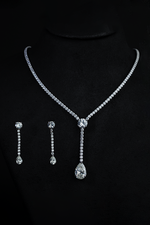 Rare drop gem silver set
