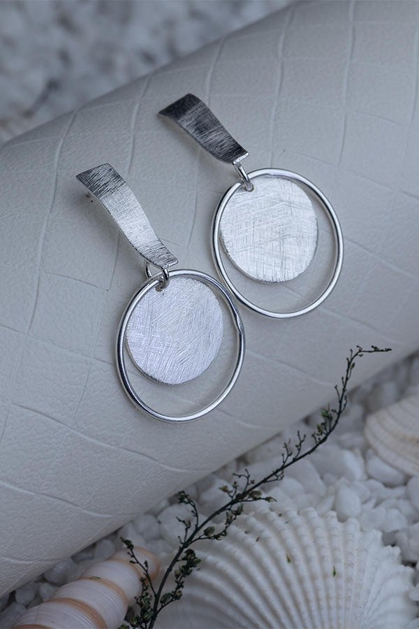 Mesh Coin Silver Earrings