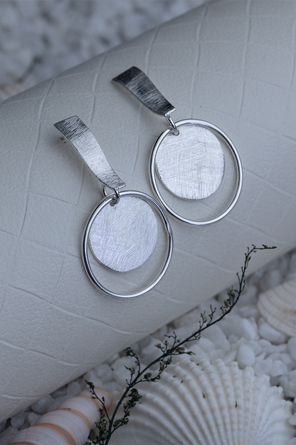 Mesh Coin Silver Earrings