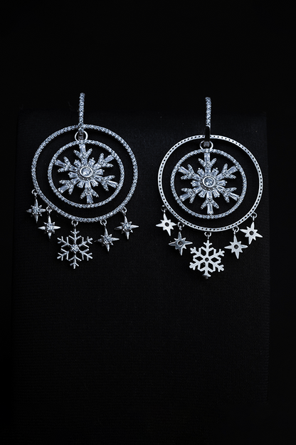 Snowflake Crystal Silver Earrings