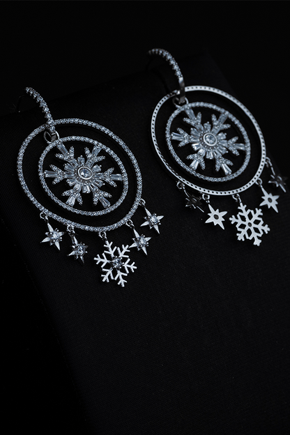 Snowflake Crystal Silver Earrings