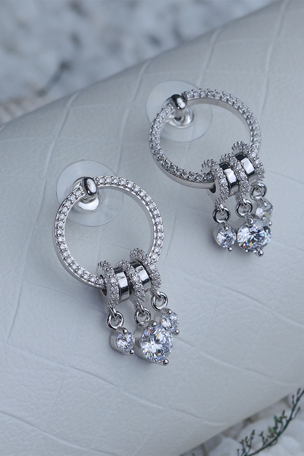 Infinity Pearl Silver Earrings