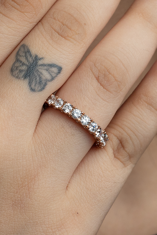 Engraved love gem ring
