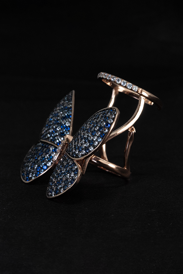 Iced september butterfly ring