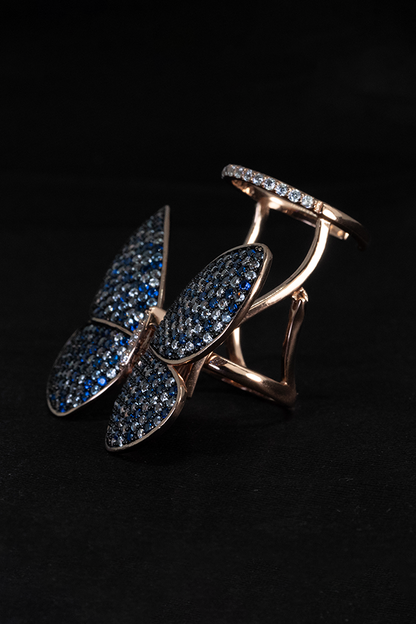 Iced september butterfly ring