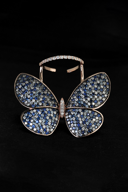 Iced september butterfly ring