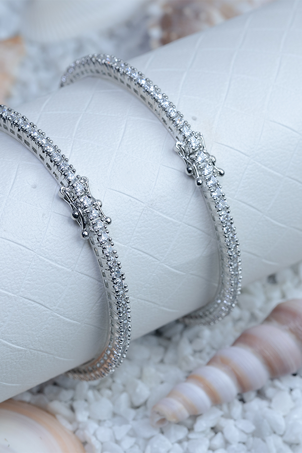 Iced Shimmer Silver Bangles