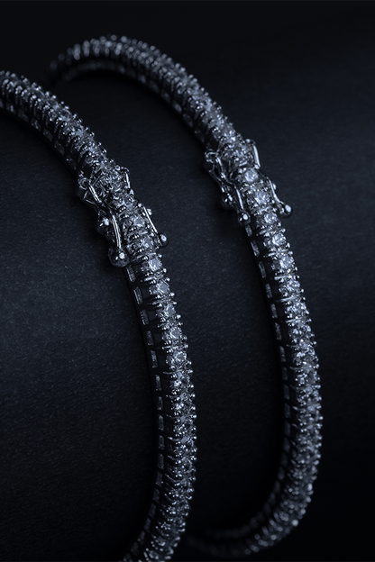 Iced Shimmer Silver Bangles