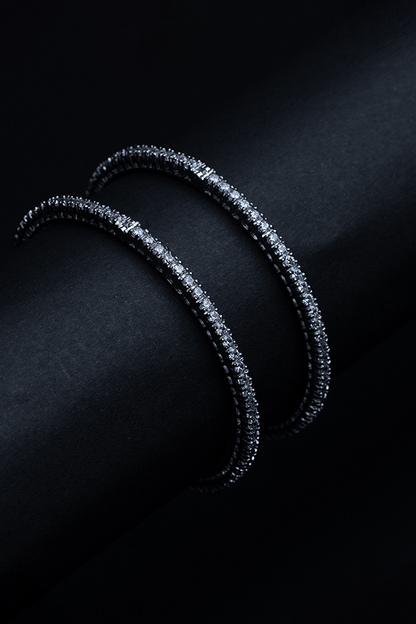 Iced Shimmer Silver Bangles
