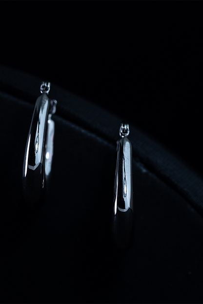 Modern Edge Silver Hoops