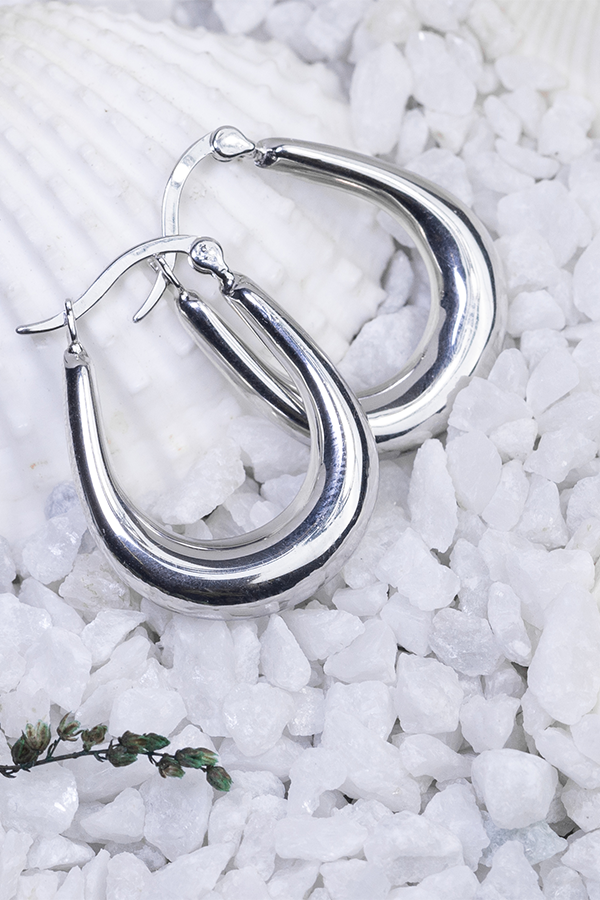 Modern Edge Silver Hoops