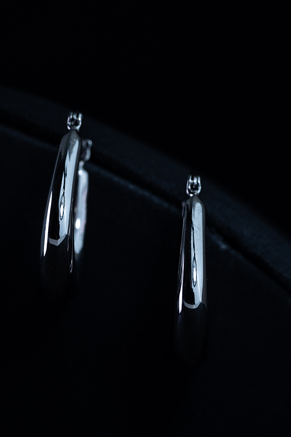 Modern Edge Silver Hoops