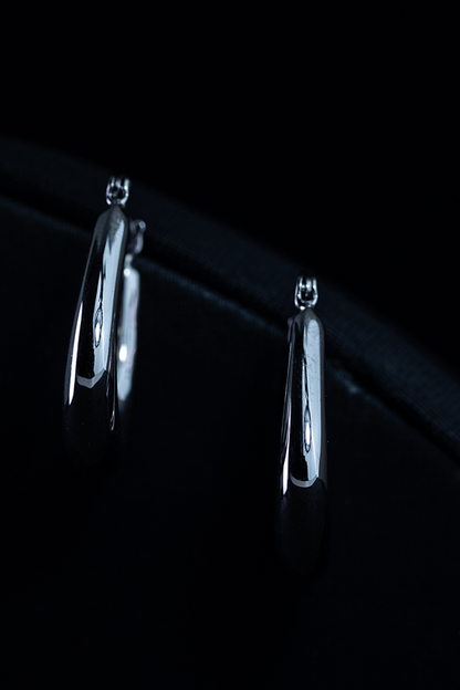 Modern Edge Silver Hoops