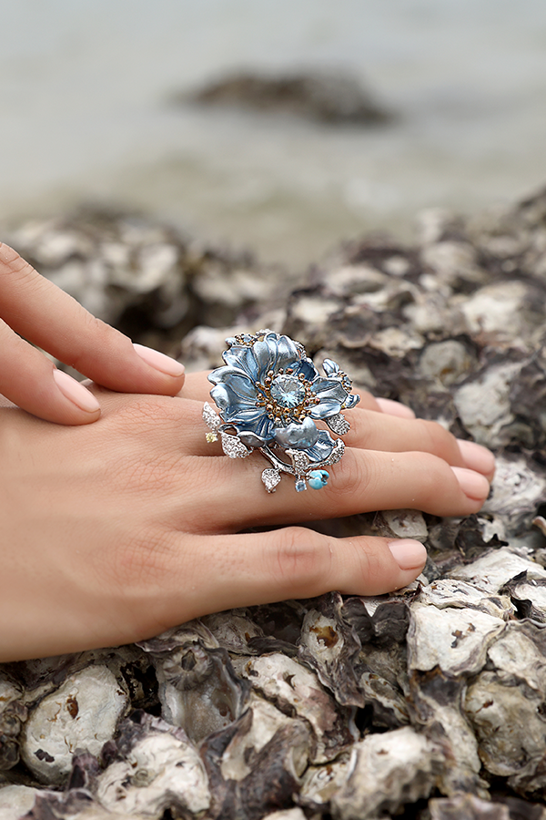 Azure Bloom Ring